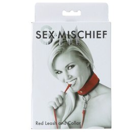 Obroża i smycz - Sportsheets Sex & Mischief Leash & Collar Red
