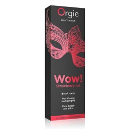 Spray do seksu oralnego - Orgie Wow! Strawberry Ice Bucal Spray 10 ml