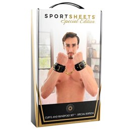 Kajdanki i opaska - Sportsheets Cuffs and Blindfold Set Special Edition