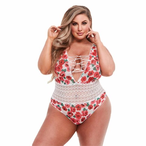 Body - Baci Floral Tie-Up Teddy White Queen Size