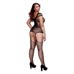 Bodystocking - Baci Corset Front Suspender Fishnet Bodystocking Queen Size